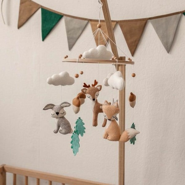 Baby-Mobile, Wald-Mobile, Kinderzimmer-Mobile, Waldtiere, Krippen-Mobile, Baby-Mobile, Hänge-Mobile, Babyparty-Geschenk