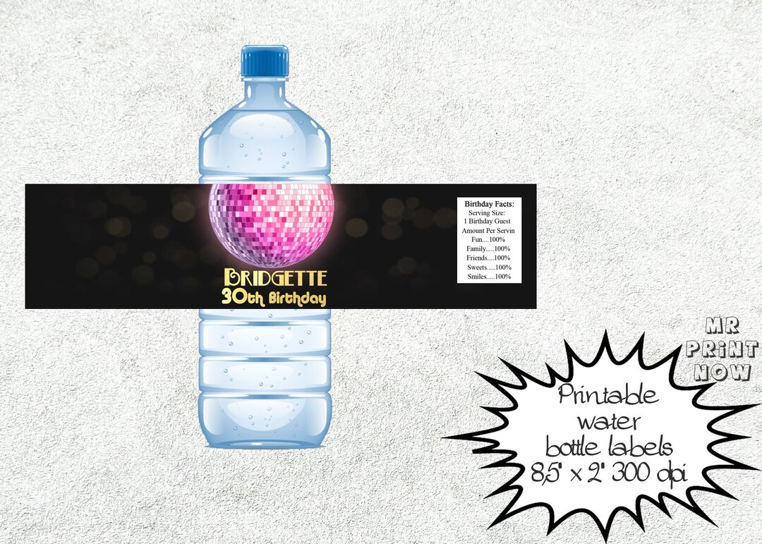 Disco Water Bottle Labels 70's Disco Party Bottle Labels - Etsy