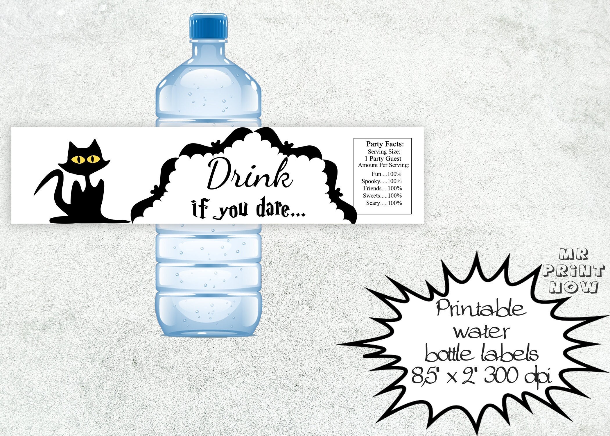 Halloween Water Bottle Labels Printable Halloween Bottles Etsy