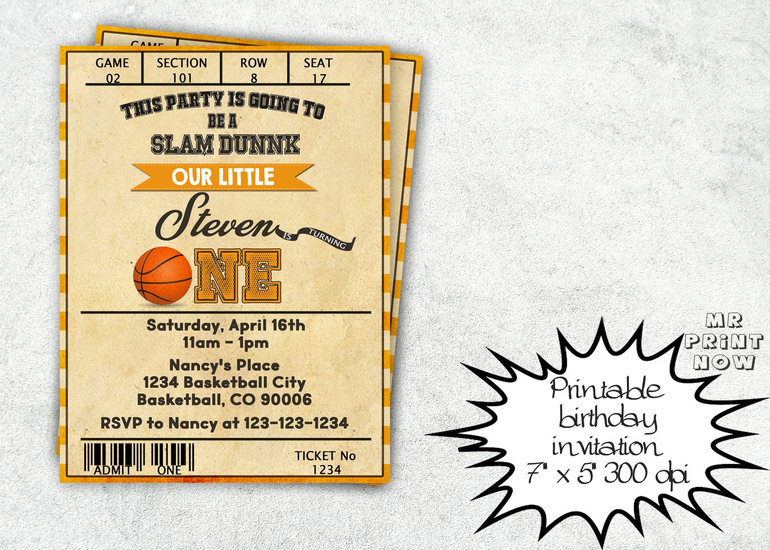 Basketball Invitations Printable Basketball Invitation - Etsy