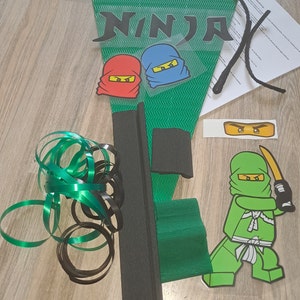 Craft set for Ninja school cone School cone Ninja craft set Complete craft set Grüner Rohling