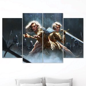 Knights canvas, Warriors print, Fantasy wall art, Idea for gift, Home decor, Art by Indigo Rachman