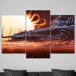 Software Used, Spacecraft print, Dunes wall art, Spaceship canvas, Star print, Spaceship wall art, Space opera, Art by Dmitrii Ustinov