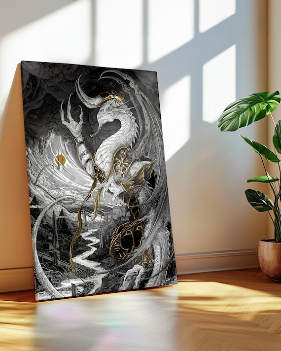 Nicol Bolas MTG Canvas Print, Elder Dragon Planeswalker Art, Magic