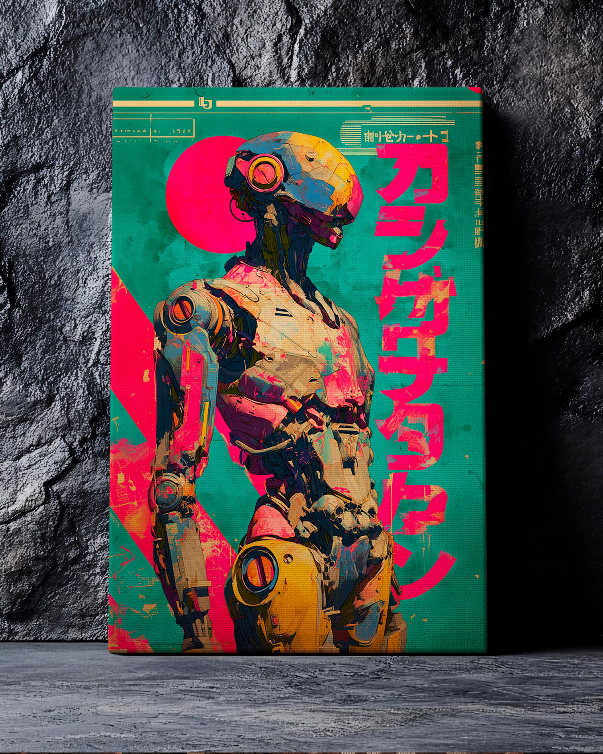 Cyberpunk Robot Canvas Print, Retro Futuristic Wall Art, Sci-fi Android ...