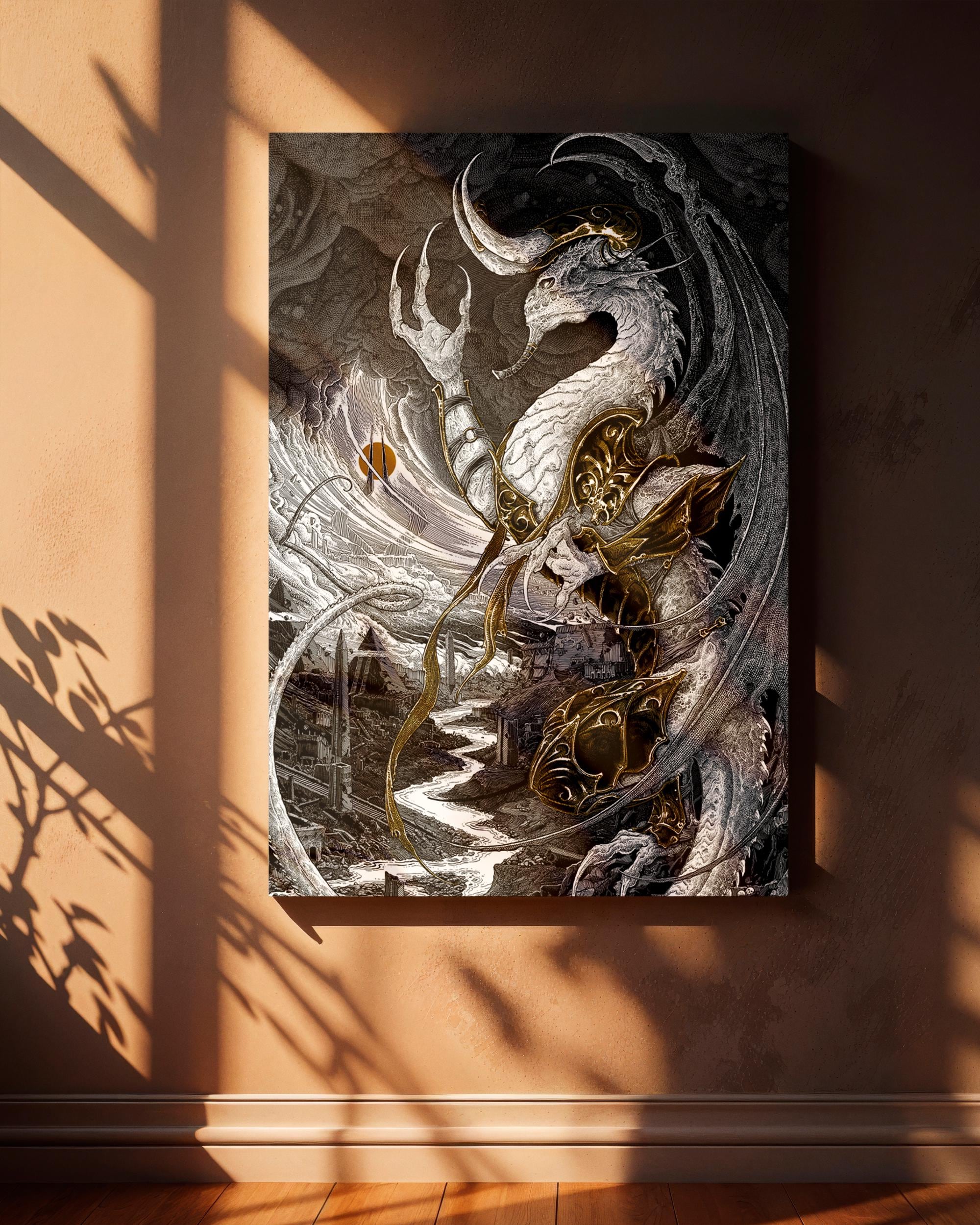 Nicol Bolas MTG Canvas Print, Elder Dragon Planeswalker Art, Magic