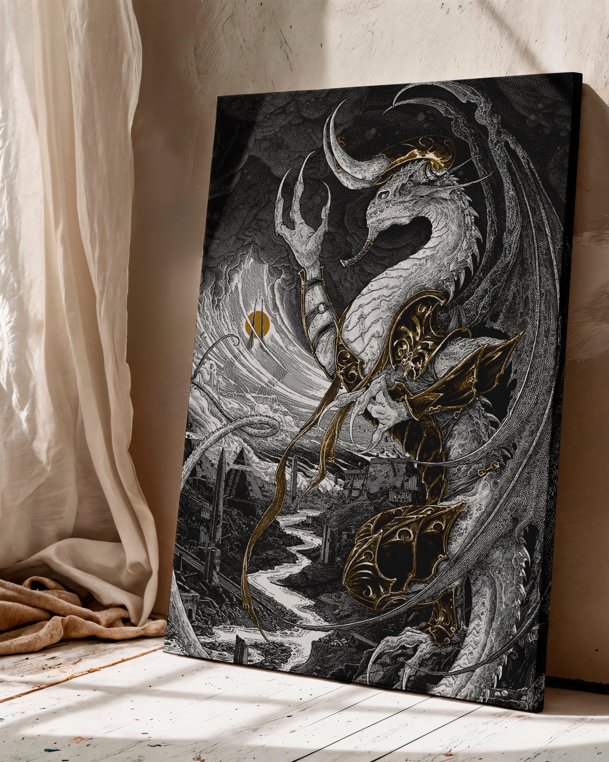 Nicol Bolas MTG Canvas Print, Elder Dragon Planeswalker Art, Magic