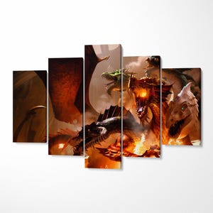 Tiamat dragon canvas print fantasy wall art for dnd fans mythical creature decor epic rpg gift for dungeon master tabletop game room