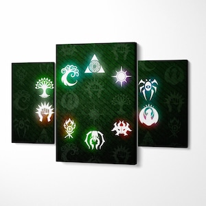 Fantasy wall decor mtg inspired print magic the gathering art mana color diagram arcane symbol chart for tabletop fans and canvas lovers
