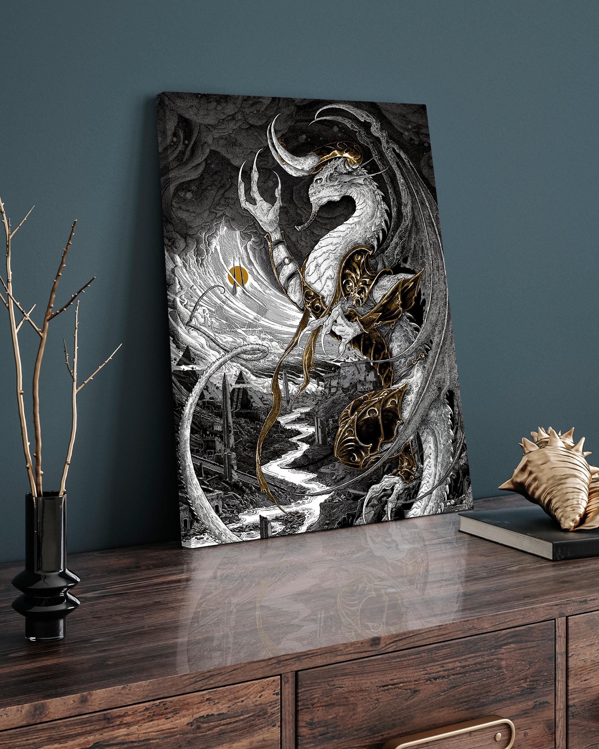 Nicol Bolas MTG Canvas Print, Elder Dragon Planeswalker Art, Magic