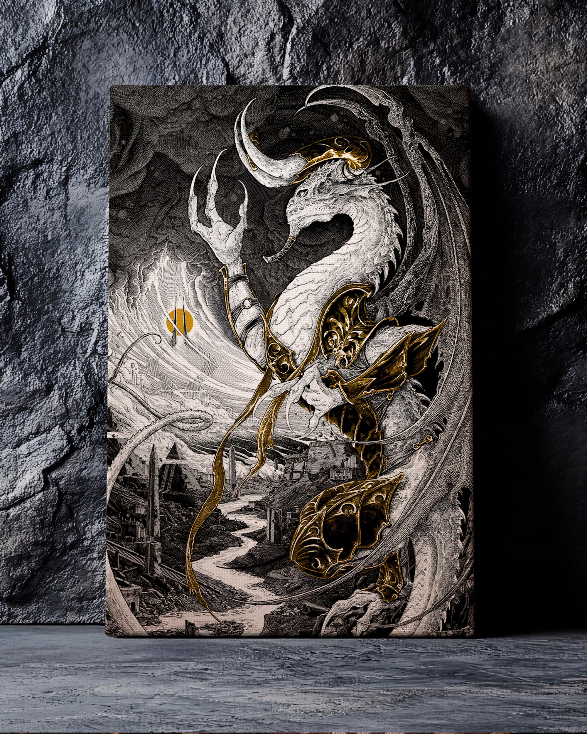 Nicol Bolas MTG Canvas Print, Elder Dragon Planeswalker Art, Magic