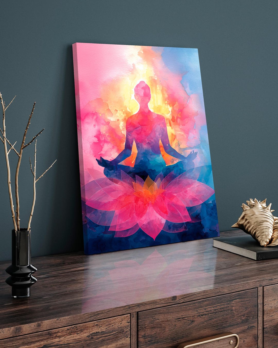 Spiritual Meditation Wall Art, Abstract Yoga Canvas Print, Zen Decor ...