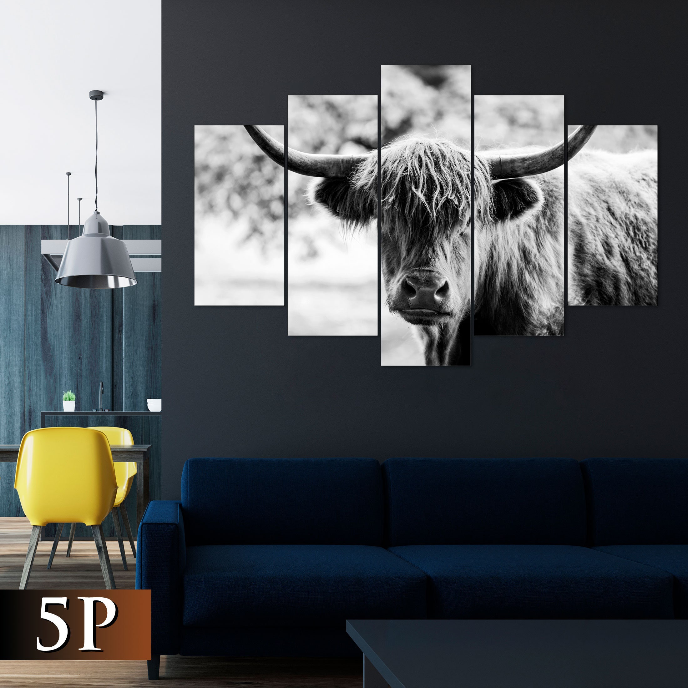 Bison Wall Art Monochrome Bison Print Ox Wall Decor Buffalo | Etsy