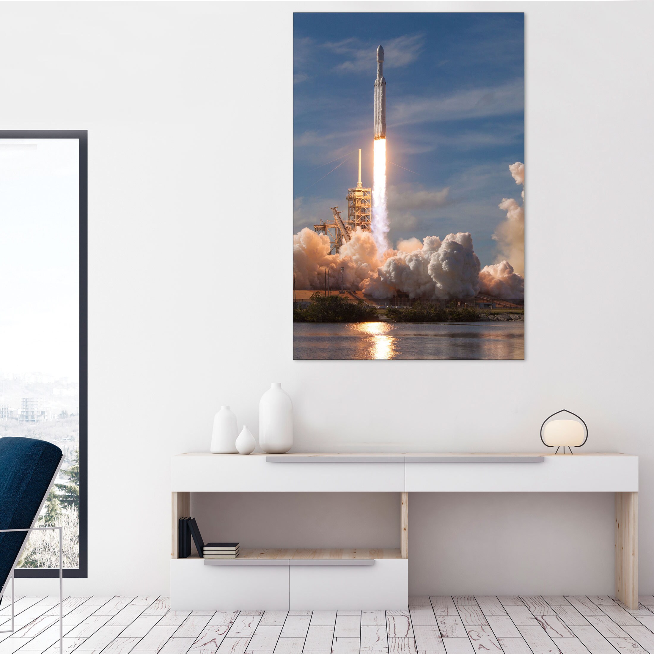 SpaceX print Extra large canvas wall art Falcon Heavy Space Etsy