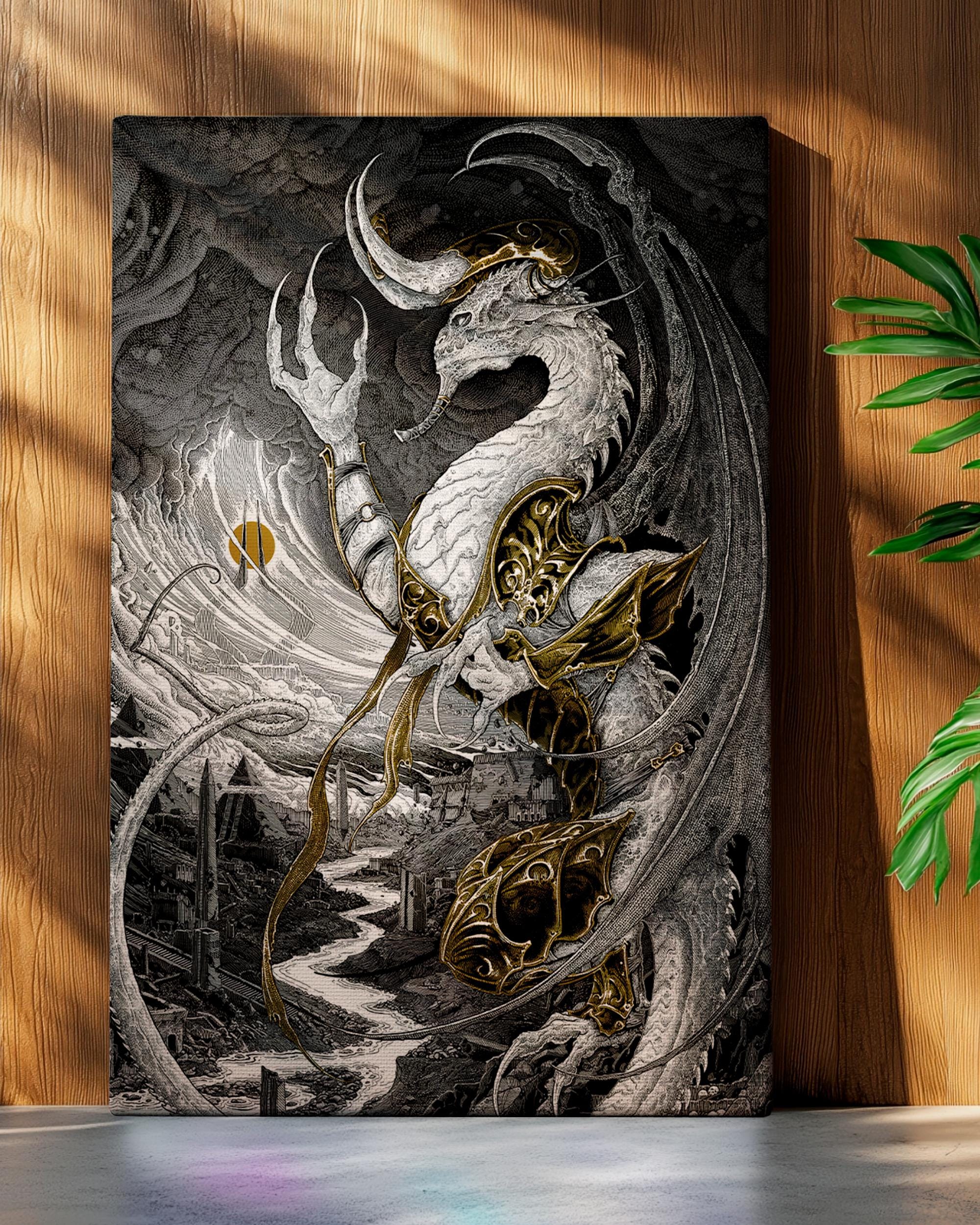 Nicol Bolas MTG Canvas Print, Elder Dragon Planeswalker Art, Magic