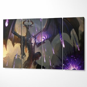 Epic fantasy canvas featuring Nicol Bolas inspired by Magic the Gathering perfect gift for mtg players and dragon fans, MtG print
