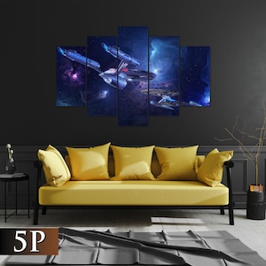 Starship canvas, Space ship wall art, Science fiction wall art, Fantasy wall art, Sci-Fi print, Home decor, Idea for gift, Art by Jetfreak