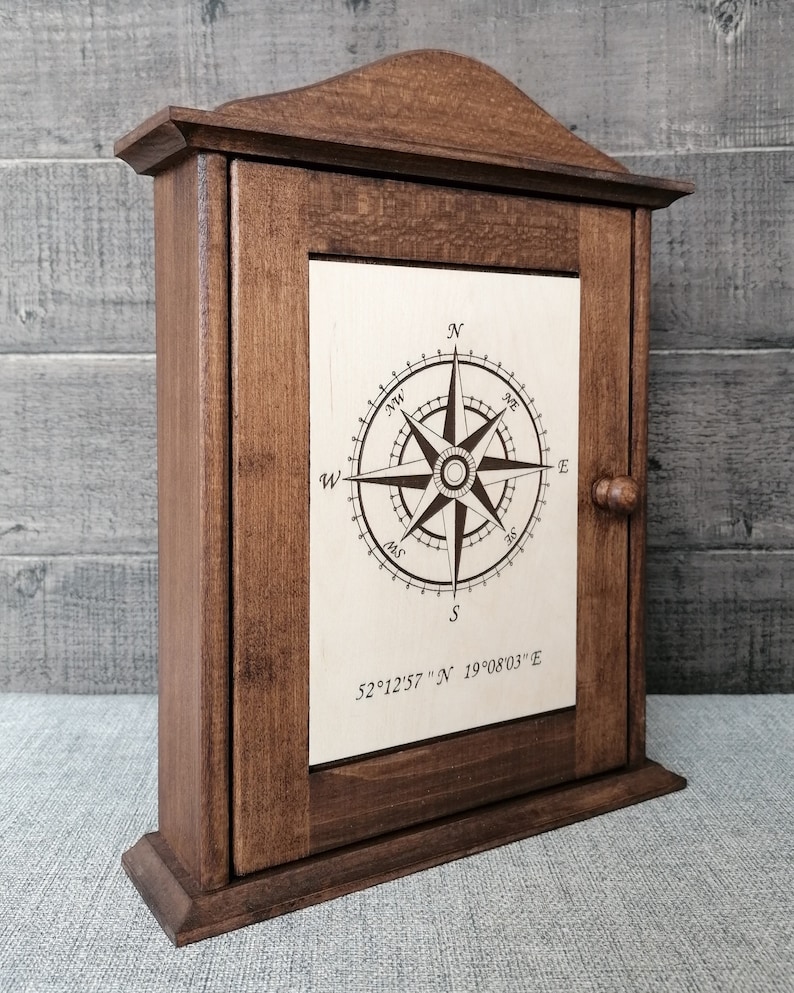 Key Box Holder Wooden Key Box Wind Rose Gift for a New Home Etsy