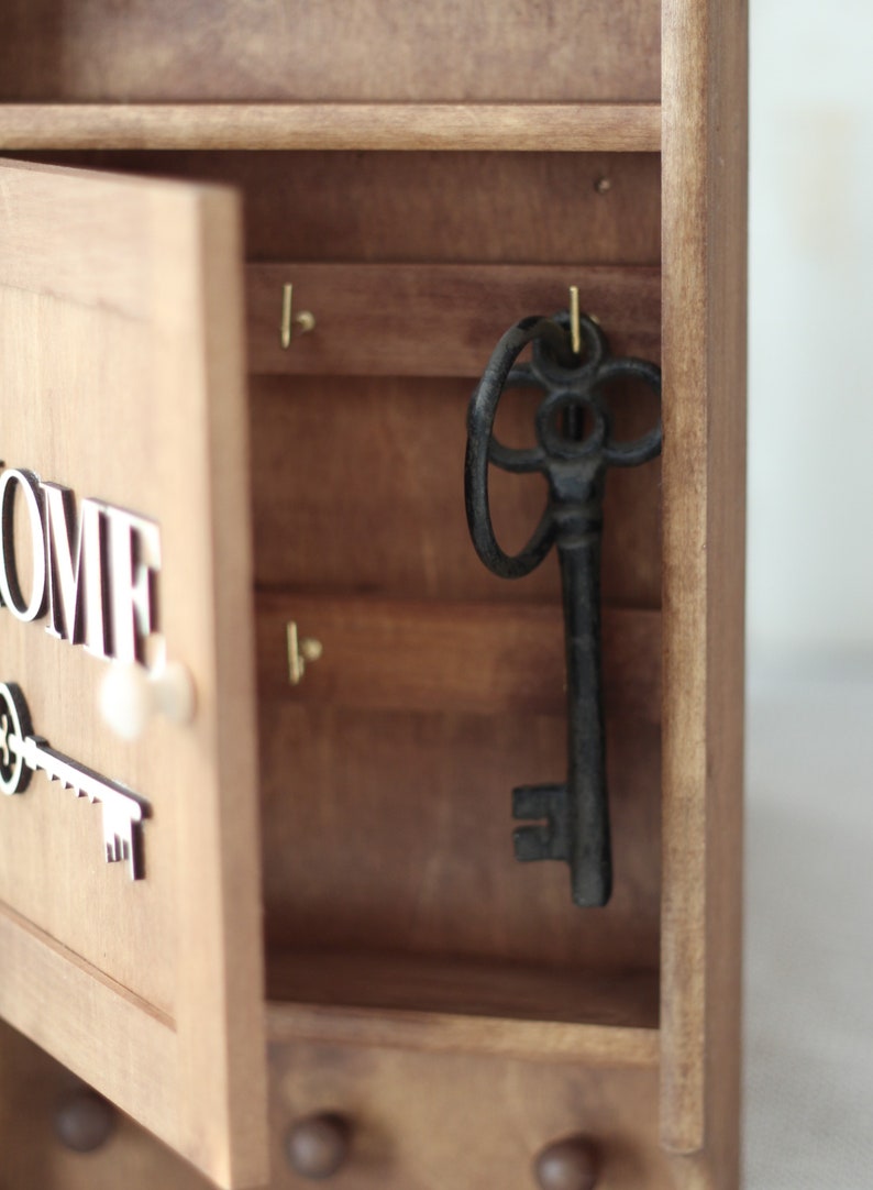 Boîte à clés en bois armoire de rangement organisateur de | Etsy