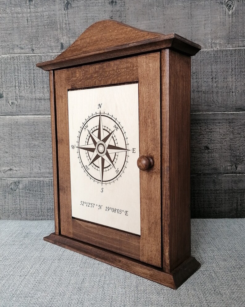 Key Box Holder Wooden Key Box Wind Rose Gift for a New Home Etsy