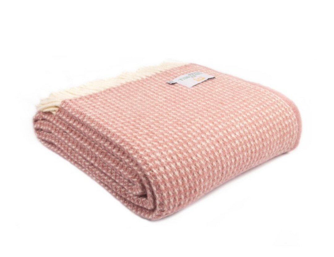 King Size Grey Pure Wool Extra Large Grey Wool Throw, XL Dusky Pink