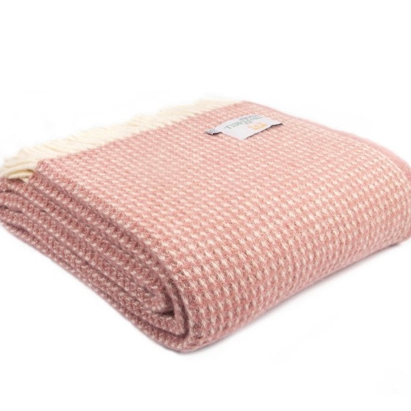 King Size Grey Pure Wool Extra Large Grey Wool Throw, XL Dusky Pink Throw Blanket,  King Size Wool Blanket, Made in UK