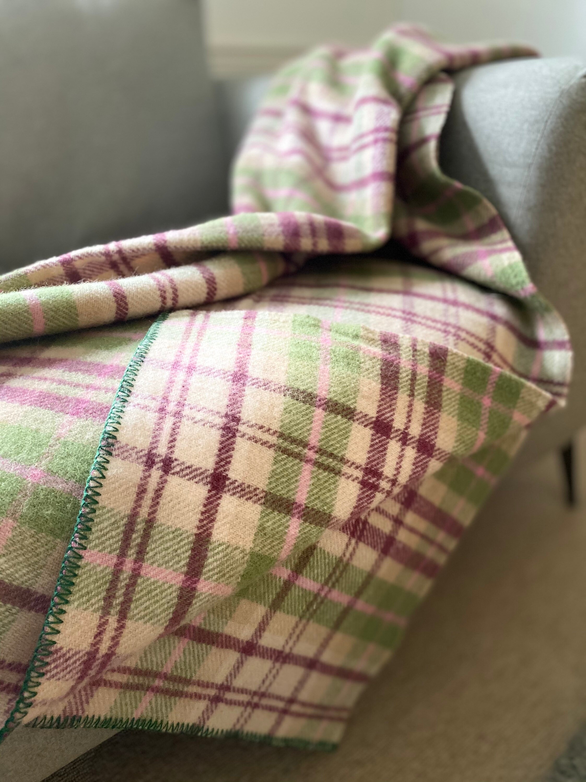 Wool Throw Wool blanket Large Cream Plaid Wool Blanket Etsy