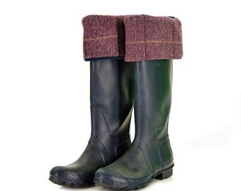 Wellington Boot Fleece liner with Tweed Wool Boot Cuff - perfect for those that suffer from cold feet - UK Made