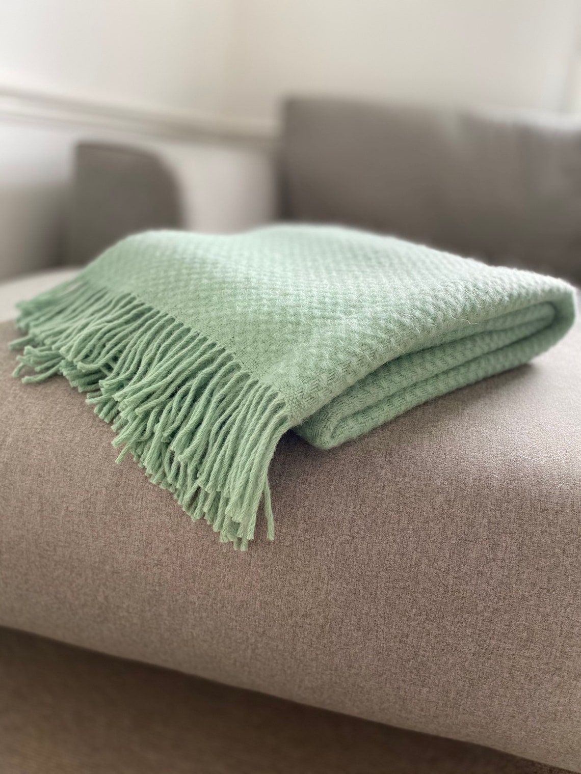 Wool Throw Wool blanket Mint Green Wool blanket Throw Etsy