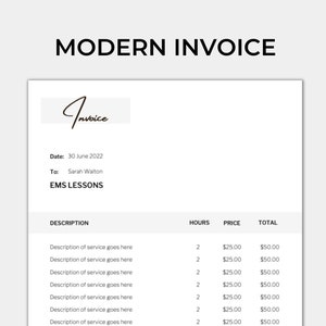 Invoice Editable PDF Template, Printable Order Form Invoice, Digital Invoice Form, Small Business Invoice.