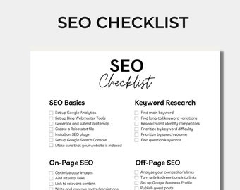 SEO Checklist, SEO Optimization, PDF Checklist, Website , Improve Online Traffic