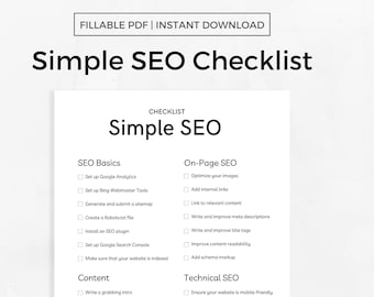 Simple SEO Checklist: Website Optimization (Fillable PDF)