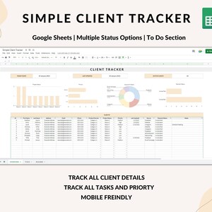 Client Tracker Spreadsheet, Client Management Google Sheets, Small Business Template, Business Tracker, Lead Tracker, Client Track