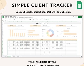 Kunden-Tracker-Spreadsheet: Small Business Blei- und 30-Grad-Spuren (Digitaler Download auf Google Sheets)