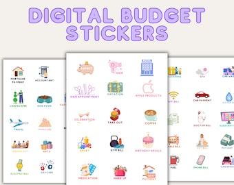 Digital Budget Stickers: Planner Graphics (PNG)