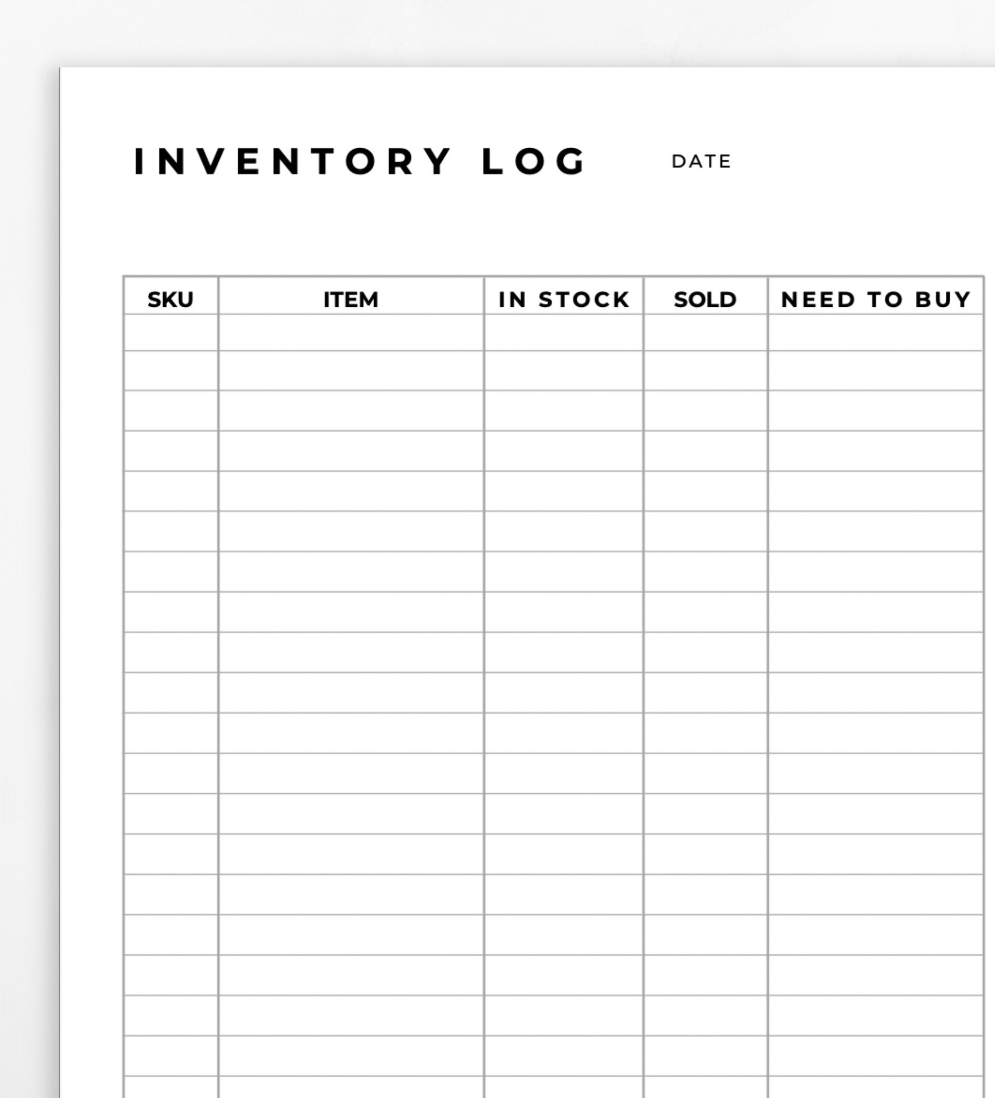 Inventory Management Form, Inventory Sheet, Small Business Organizer, Inventory List, Product