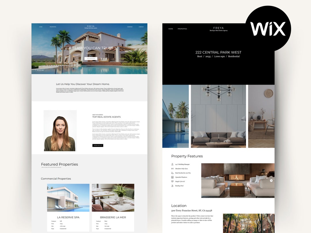 Premium Real Estate Website Templates Template for WIX WIX Design