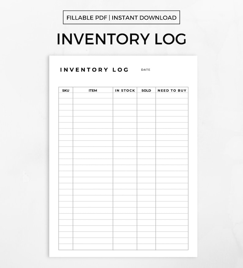 Inventory Management Form, Inventory Sheet, Small Business Organizer