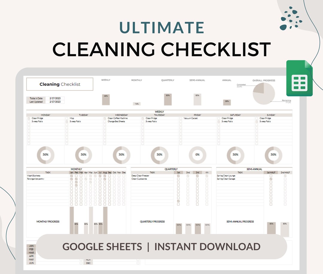 Editable Cleaning Checklist: Weekly Household Planner (google Sheets ...