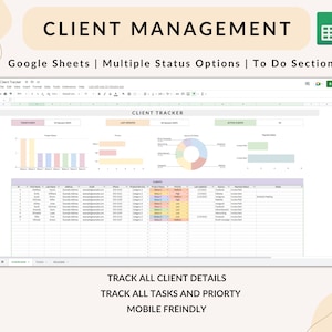 Client Management Spreadsheet, Client Tracker Google Sheets, Small Business Template, Business Tracker, Client Track, Small Business Tool