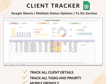 Kunden Tracker Tabelle: Small Business Google Sheets Vorlage (Digitaler Download)