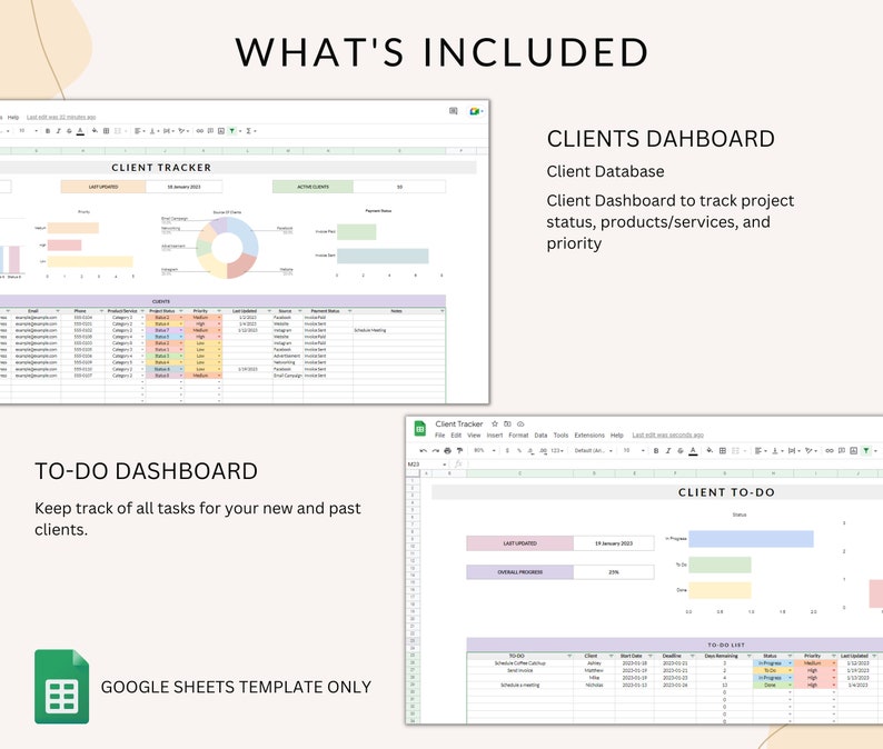 Client Tracker Spreadsheet: Small Business Google Sheets Template ...