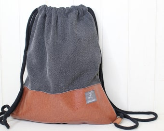 Turnbeutel/ Rucksack “Graubraun und Tabac"