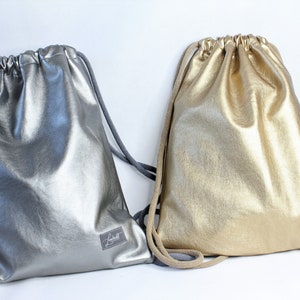 Turnbeutel / Rucksack Gold und Silber Bild 3