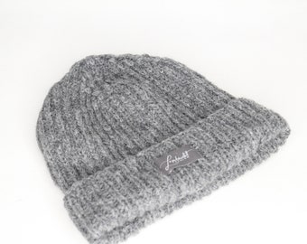 Knitted cap/ winter hat wool cap "Stockholm" dark grey hand-knitted