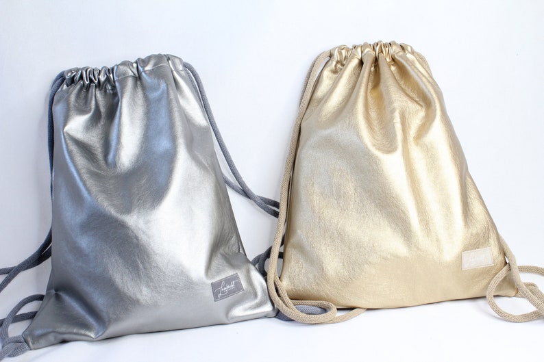 Turnbeutel / Rucksack Gold und Silber Bild 1