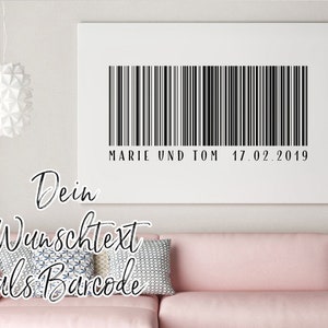 Personalisiertes Poster zum Selberdrucken • Dein Wunschtext als moderne Barcode Illustration