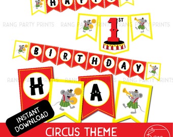 Circus Party Banner - Carnival Birthday Bunting - Carnival party decoration First Birthday Decorations - Printable Bunting Instant Download