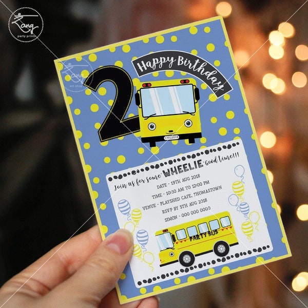 Bus Themed Party - Wheels on the Bus Party - Custom Invitations - Birthday Invite - Party Printable - Party Invitation - Digital Download