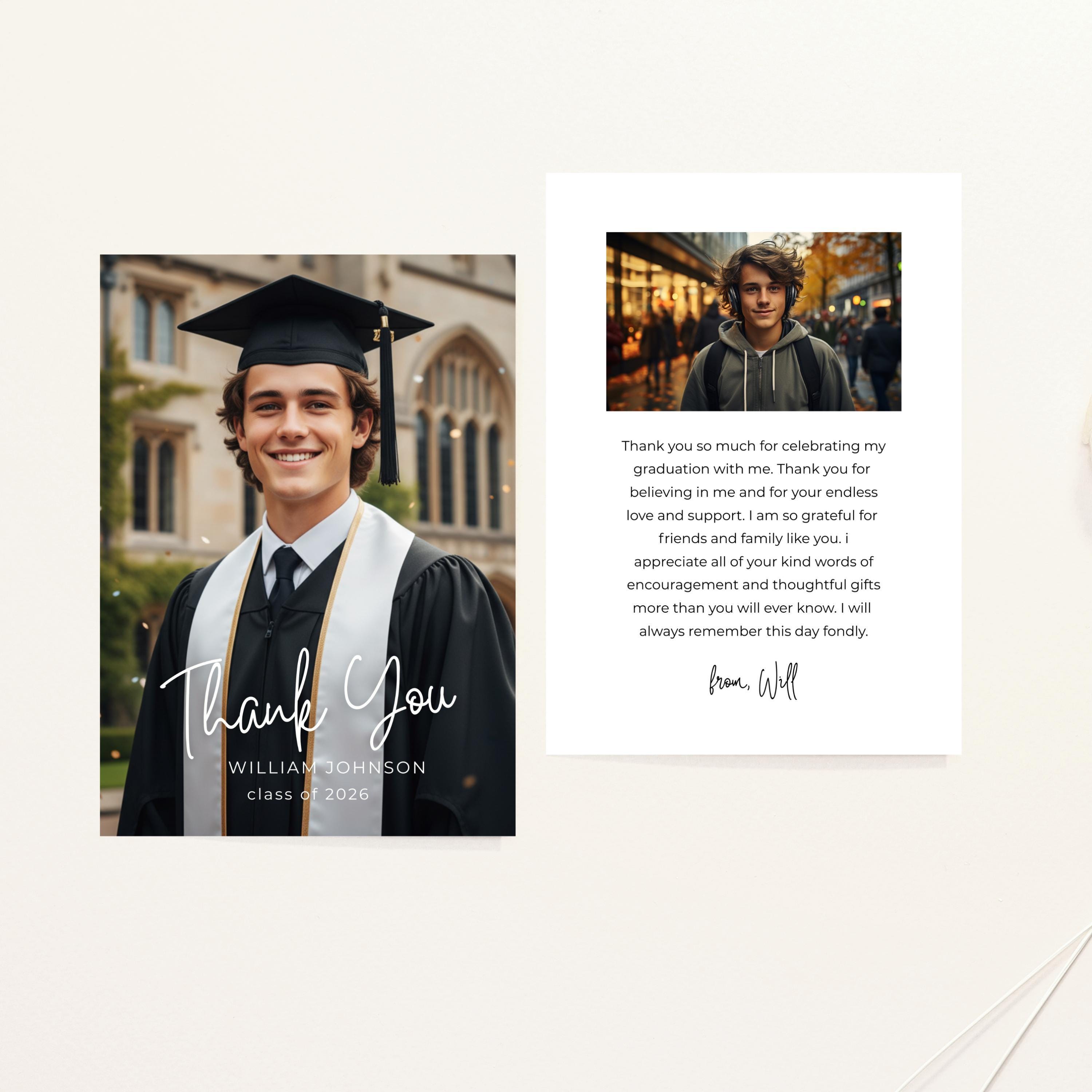 Graduation Thank Card Design Template Photo Ceremony Acknowledgment ...